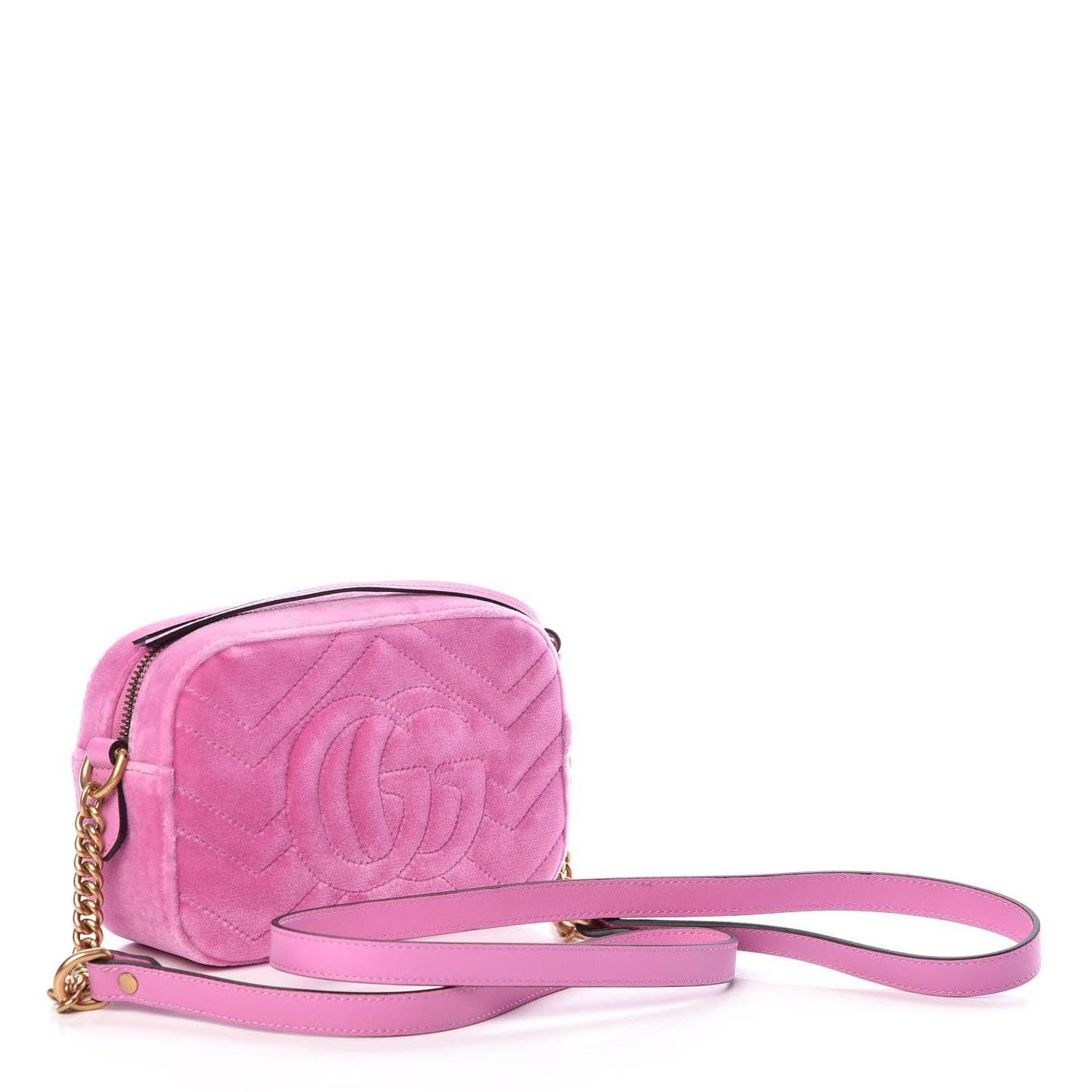 Velvet Matelasse Marquise Crystals Mini GG Marmont Chain Shoulder Bag Malva
