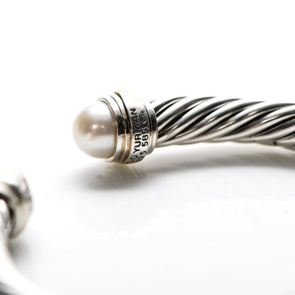 David Yurman Sterling Silver 14K Yellow Gold Pearl 7mm Cable Classics Bracelet 5 of 6