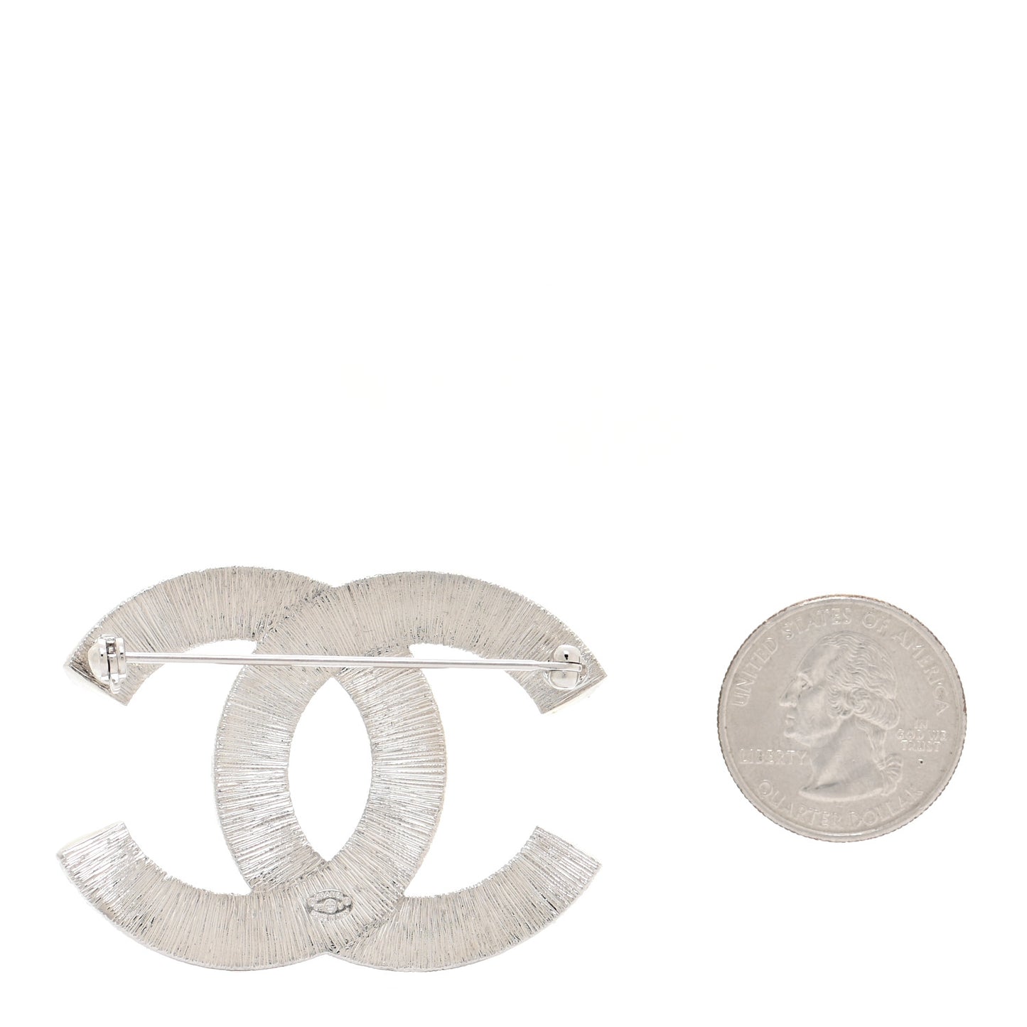 Baguette Crystal CC Brooch Silver