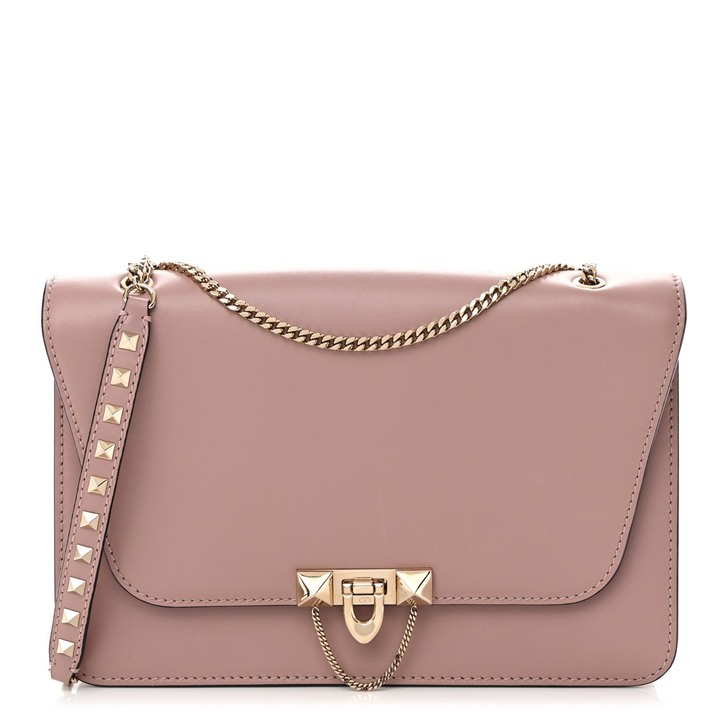 Valentino Garavani Vitello Medium Rockstud Demilune Shoulder Bag Lipstick 1 of 18