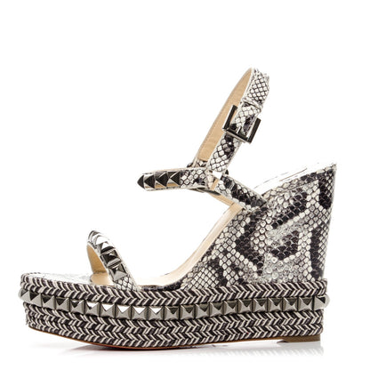 Christian Louboutin Watersnake Print Cataclou 120 Wedge Sandals 40 Roccia Gun Metal 1 of 7