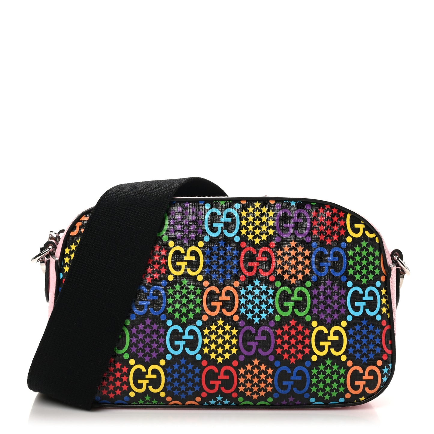 GG Supreme Monogram Psychedelic Shoulder Bag Black Multicolor Sugar Pink
