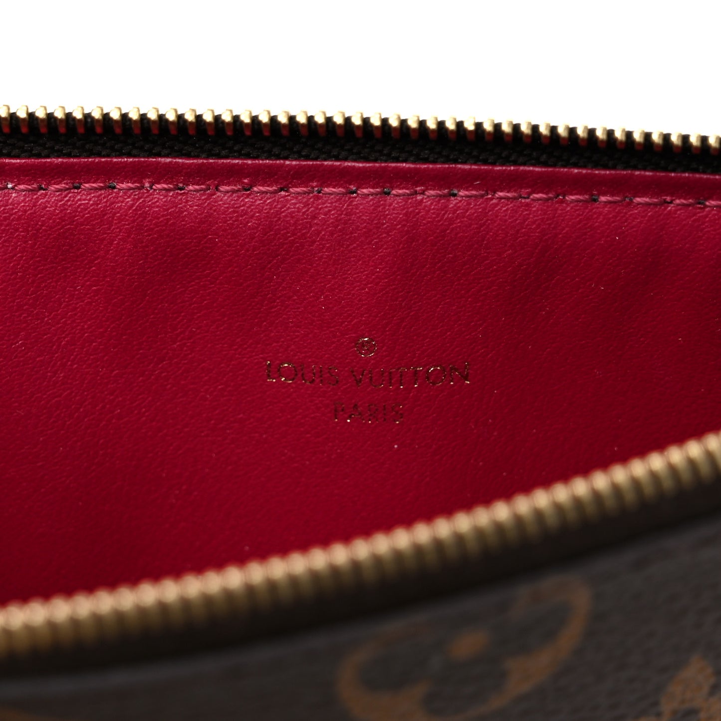 Monogram Felicie Chain Wallet Zippered Insert Fuchsia