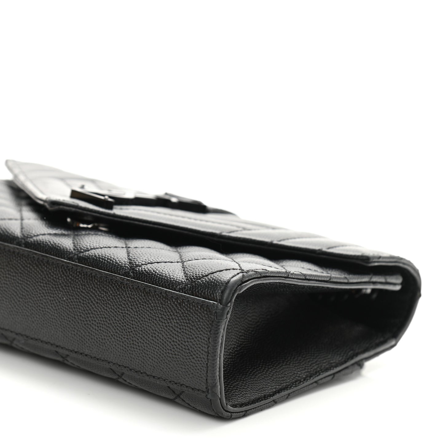 Grain De Poudre Textured Mixed Matelasse Triquilt Small Monogram Satchel Black