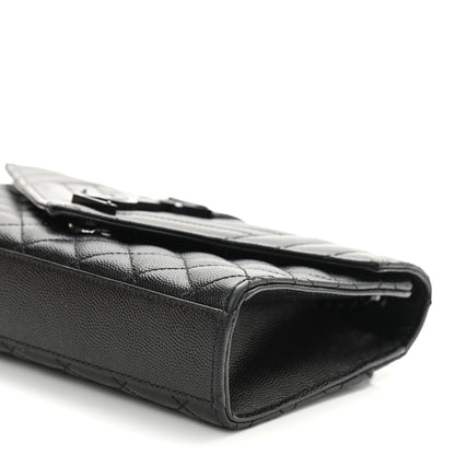 Saint Laurent Grain De Poudre Textured Mixed Matelasse Triquilt Small Monogram Satchel Black 10 of 12
