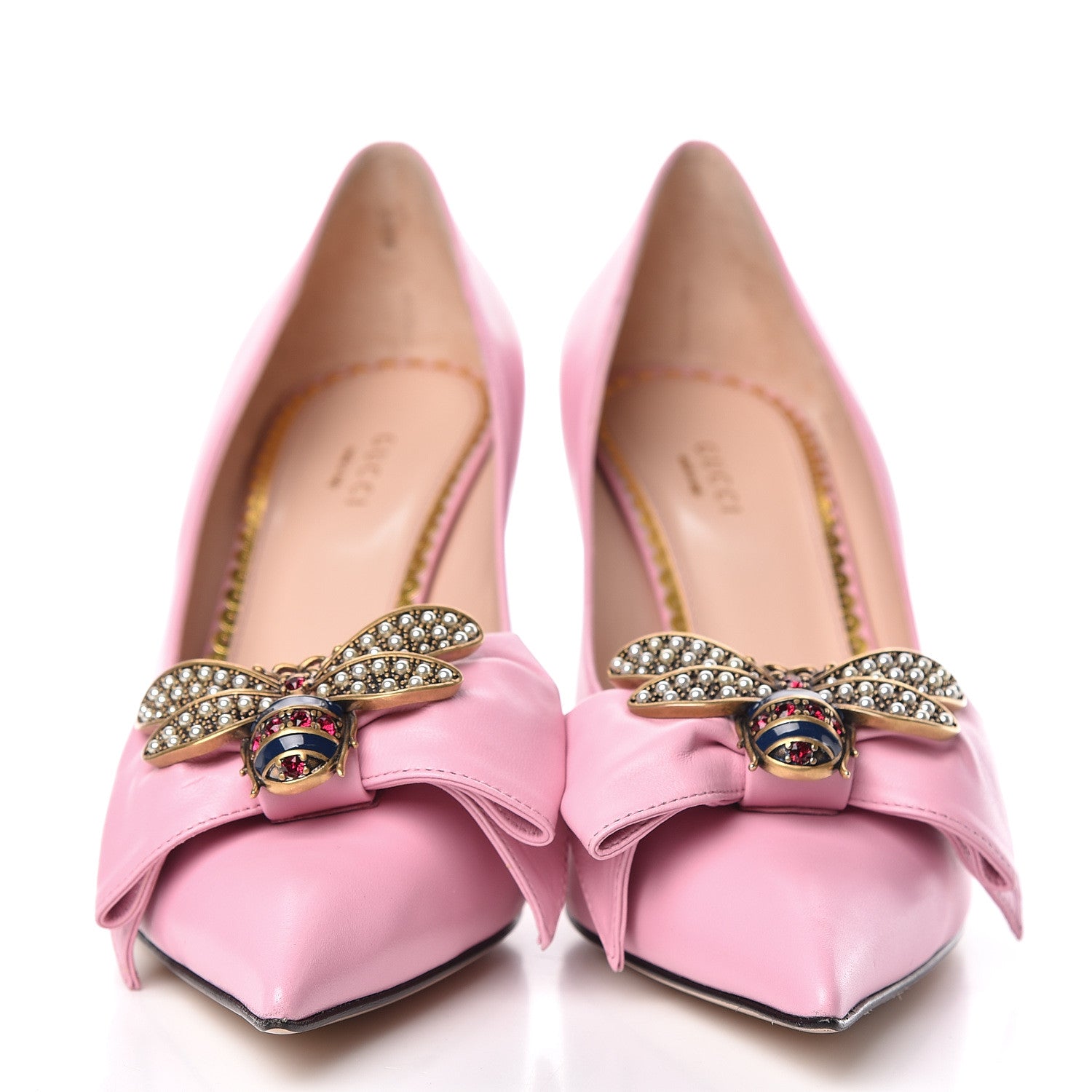 Gucci Nappa Queen Margaret Mid Heel Pumps 41 and 41.5 Sugar Pink 2 of 15