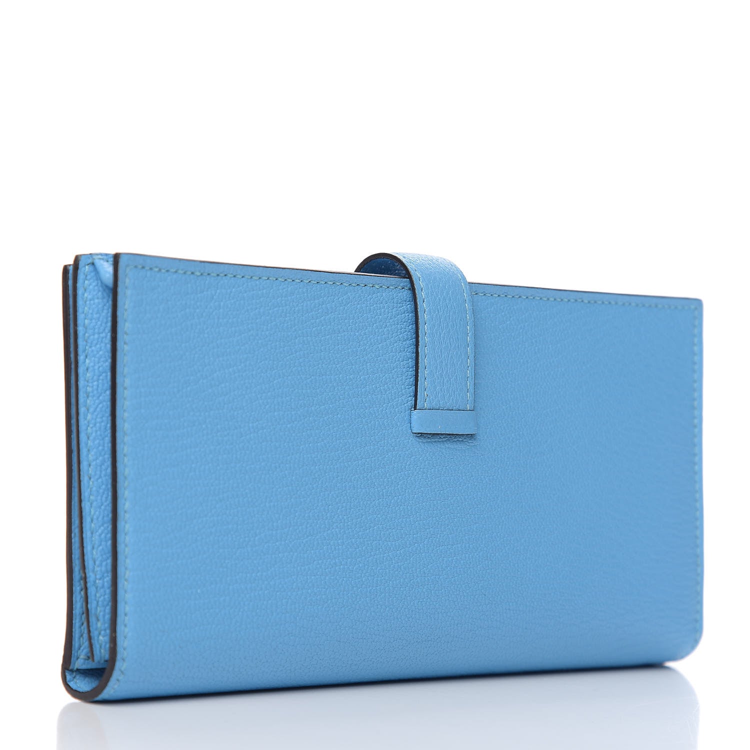 Hermes Chevre Mysore Bearn Gusset Wallet Celeste 2 of 7