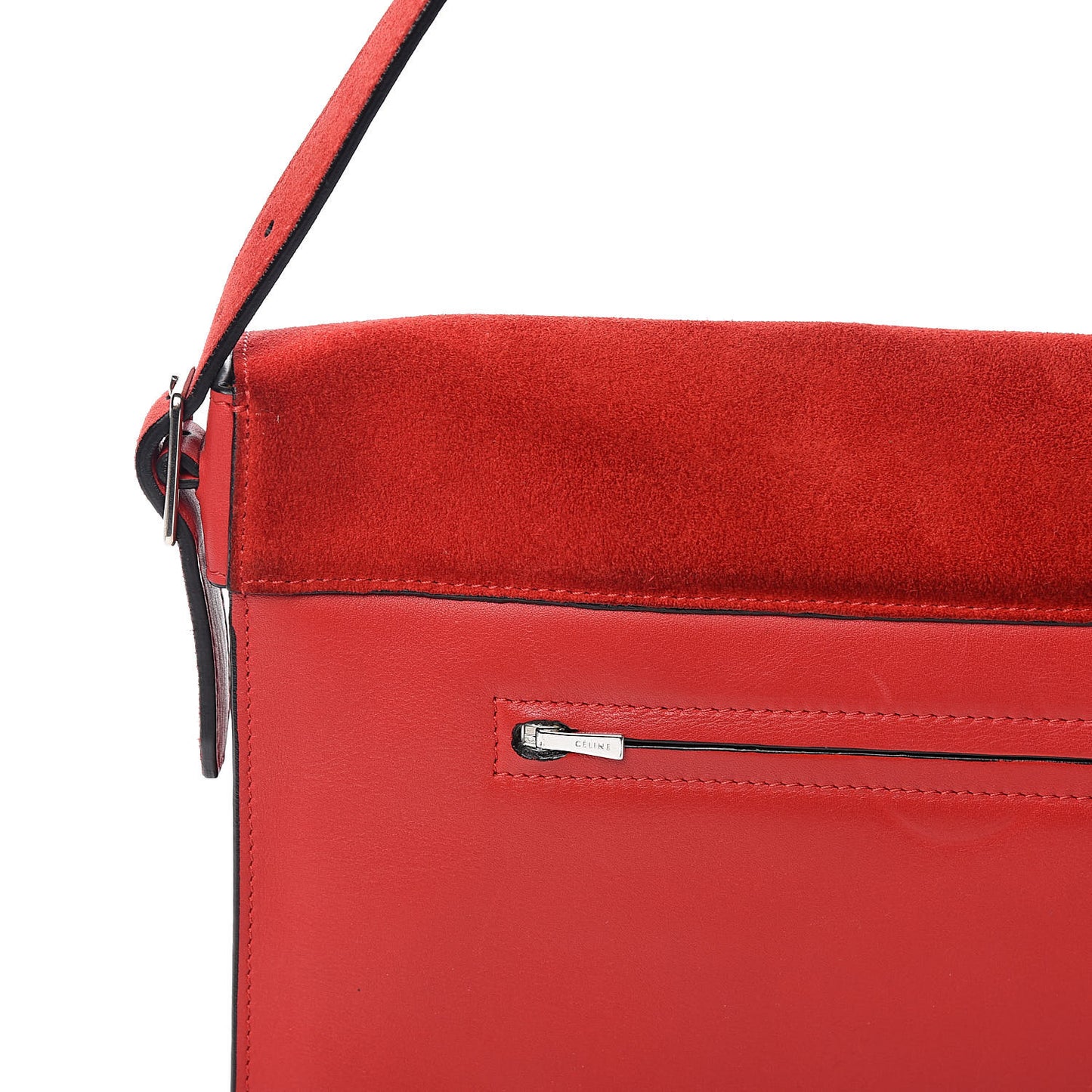 Suede Calfskin Pony Hair Medium Tri-Color Diamond Shoulder Bag Red