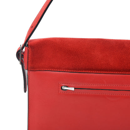 Celine Suede Calfskin Pony Hair Medium Tri-Color Diamond Shoulder Bag Red 11 of 12