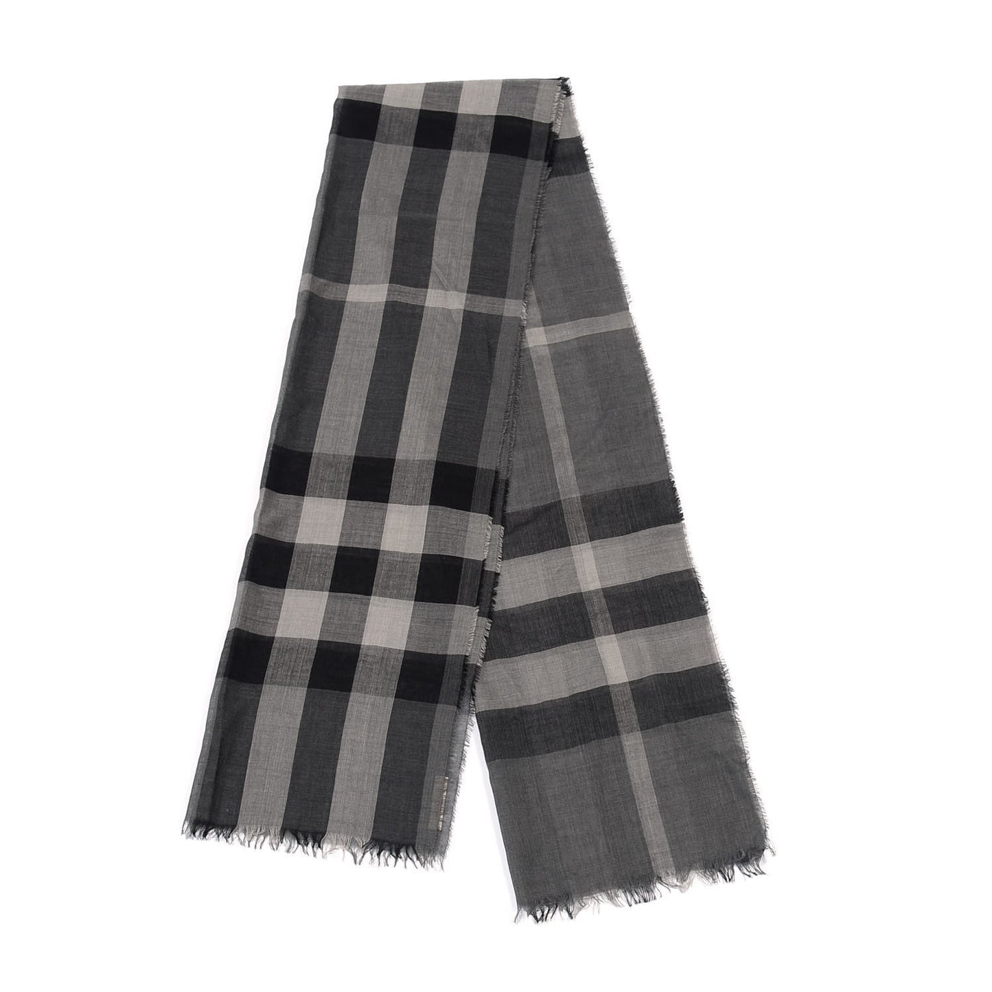 Cashmere Giant Check Lightweight Scarf Grey