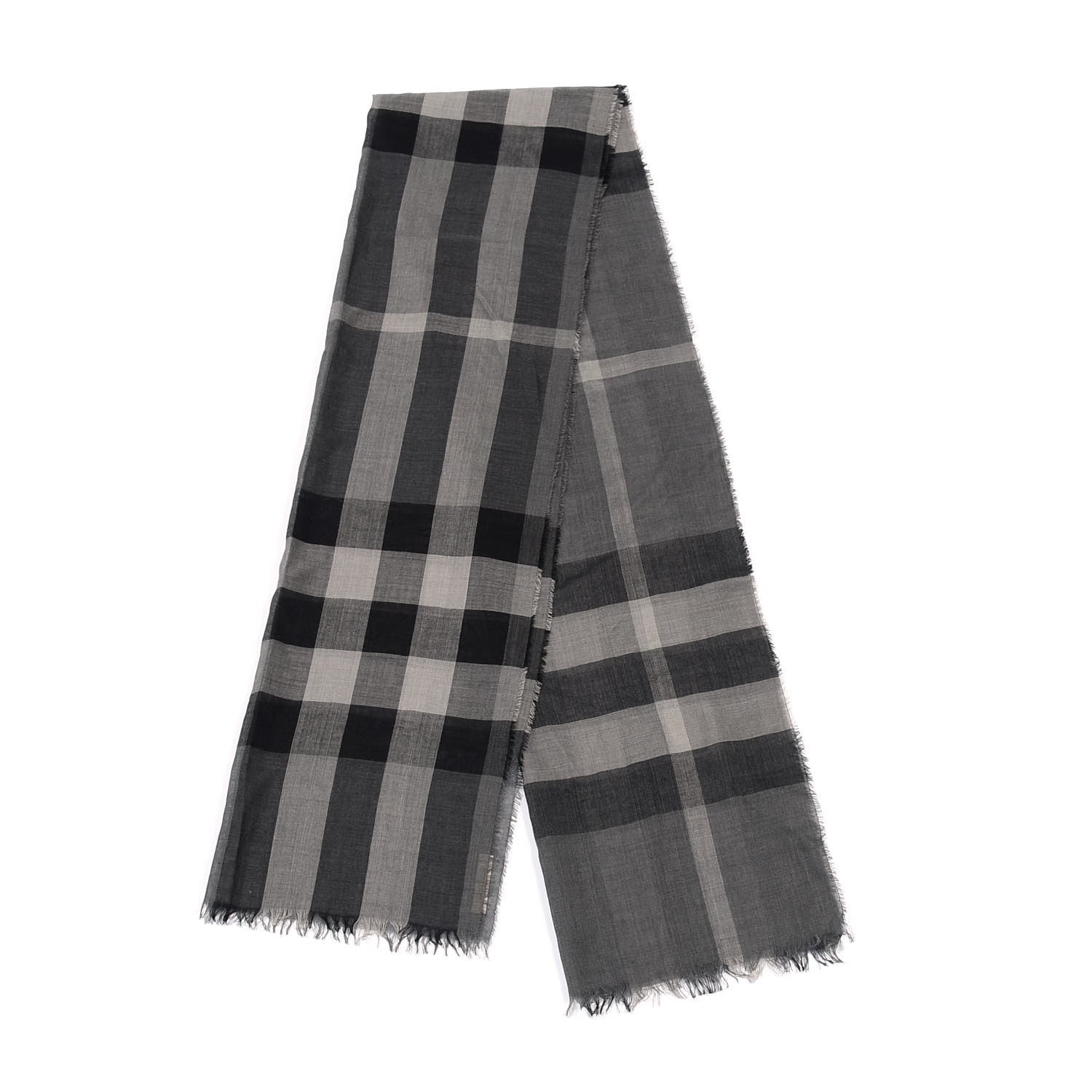 Burberry Cashmere Giant Check Lightweight Scarf Grey 2 of 3