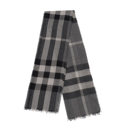 Burberry Cashmere Giant Check Lightweight Scarf Grey 2 of 3