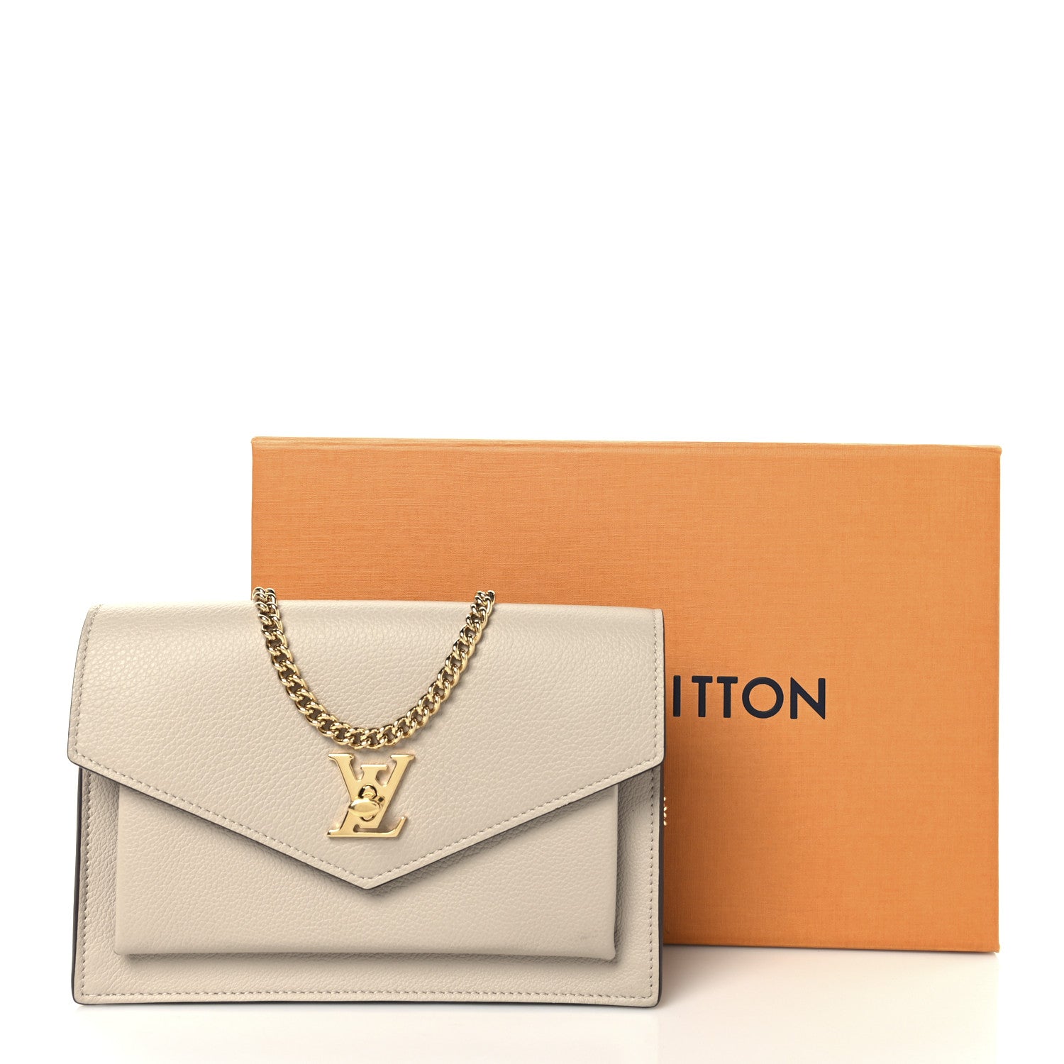 Louis Vuitton Soft Calfskin My Lockme Chain Pochette Greige