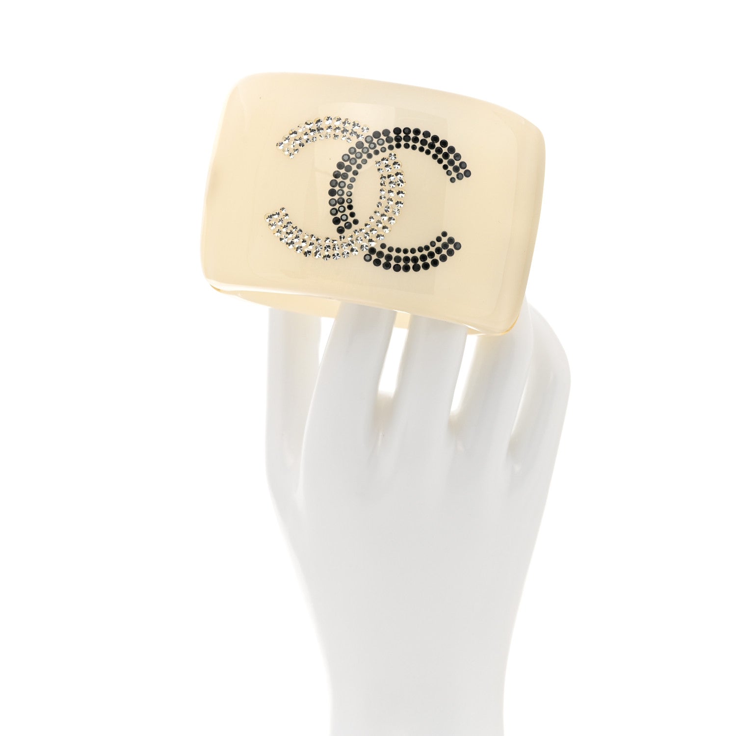 Chanel Resin Crystal CC Cuff White 2 of 5