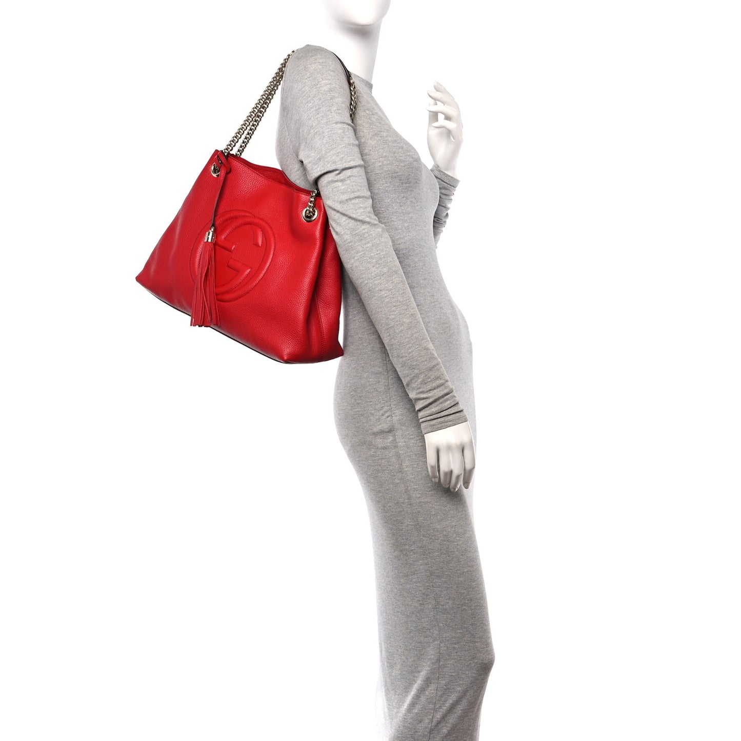 Pebbled Calfskin Medium Soho Chain Shoulder Bag Tabasco Red