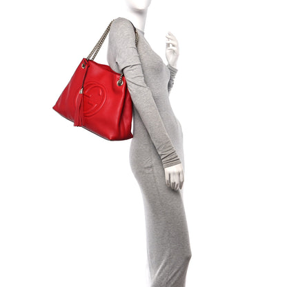 Gucci Pebbled Calfskin Medium Soho Chain Shoulder Bag Tabasco Red 2 of 10