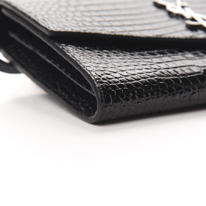 Saint Laurent Calfskin Crocodile Embossed Monogram Uptown Crossbody Black 8 of 10
