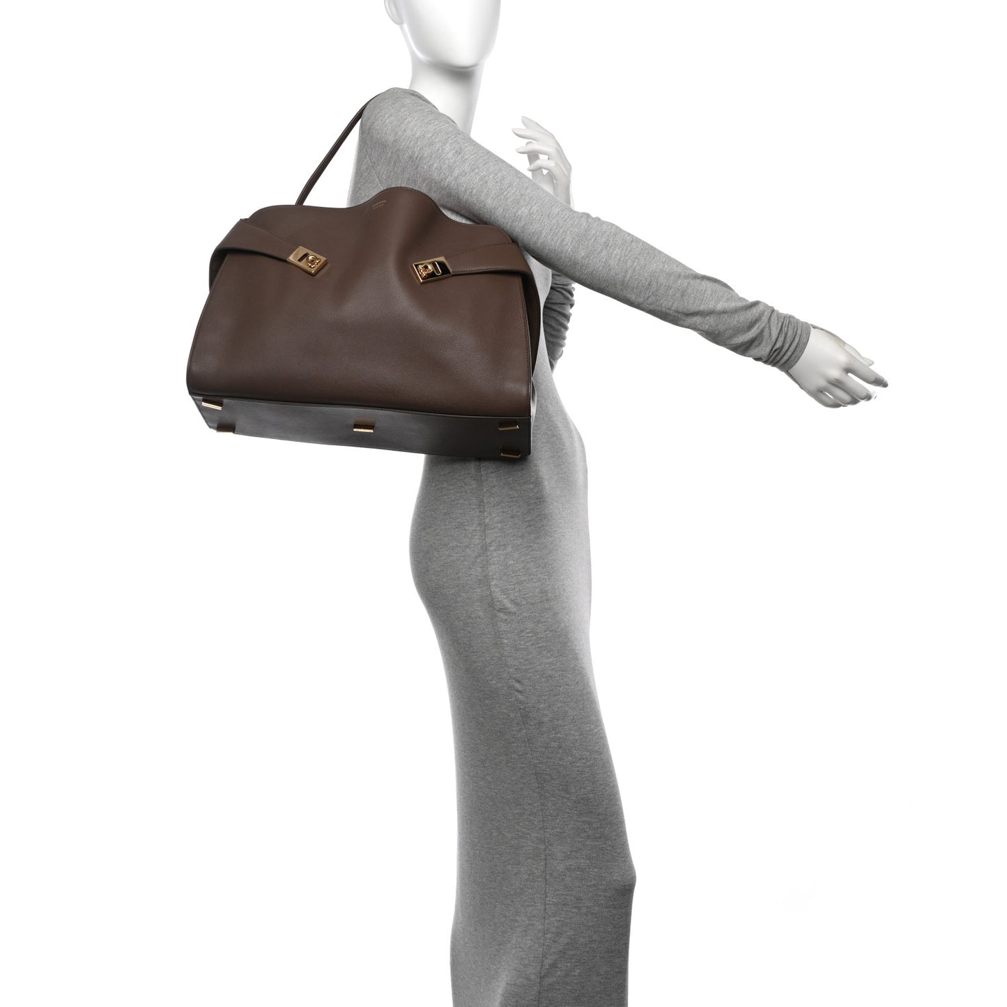 Calfskin Large Hug Soft Bicolor Shoulder Bag Clay Flame Red