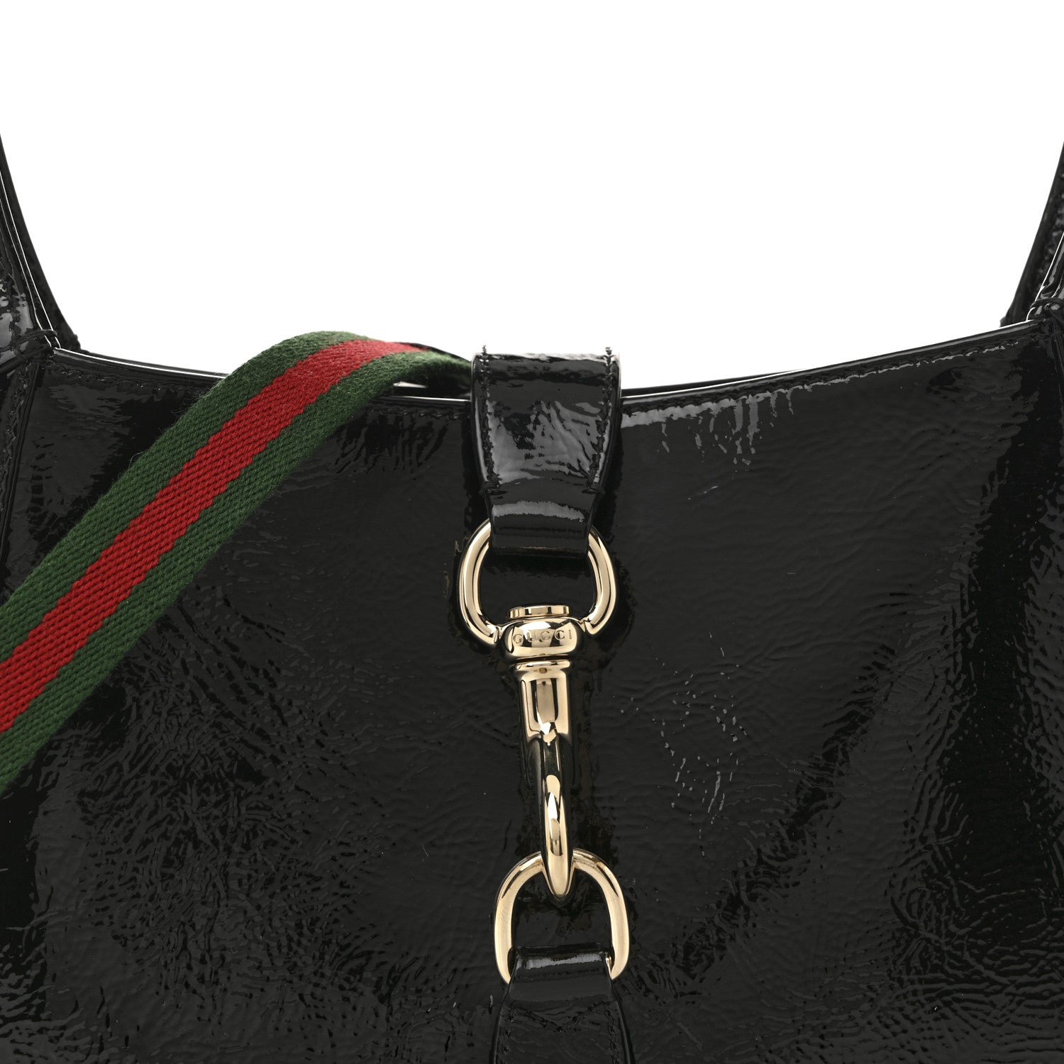Gucci Patent Calfskin Small Jackie Shoulder Bag Black 8 of 12