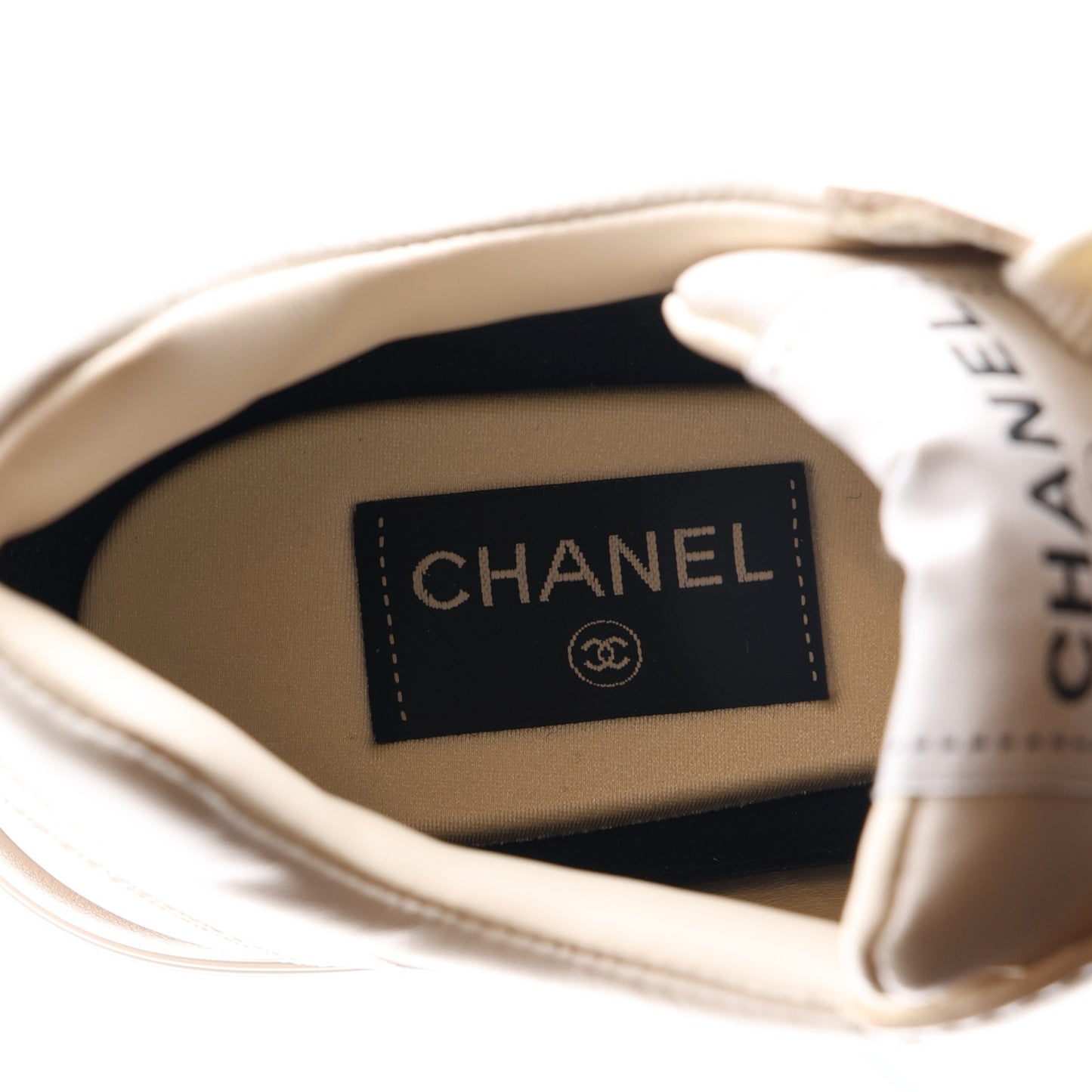 Gradiant Calfskin CC Womens Sneakers 37.5 Beige