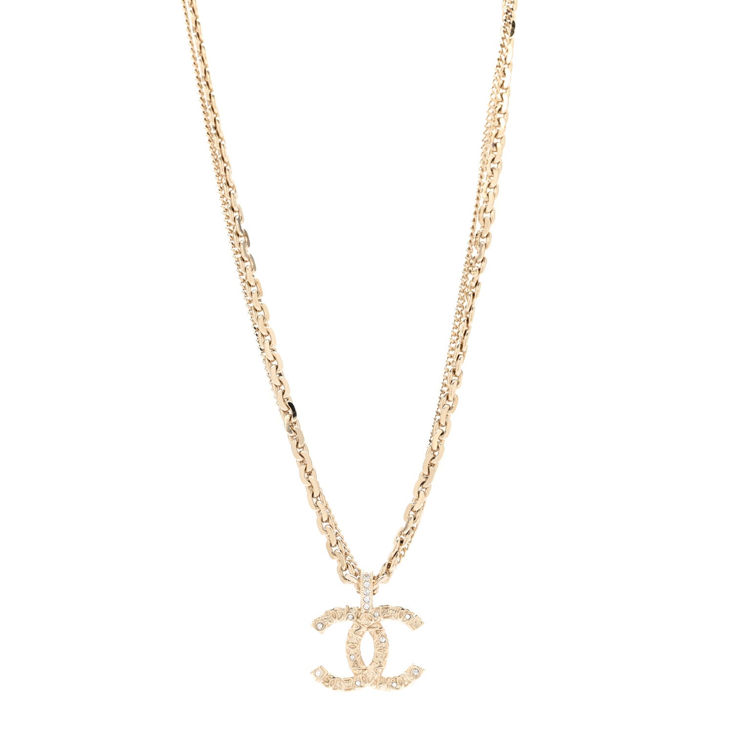 Chanel Crystal CC Multi Strand Chain Necklace Gold 3 of 6