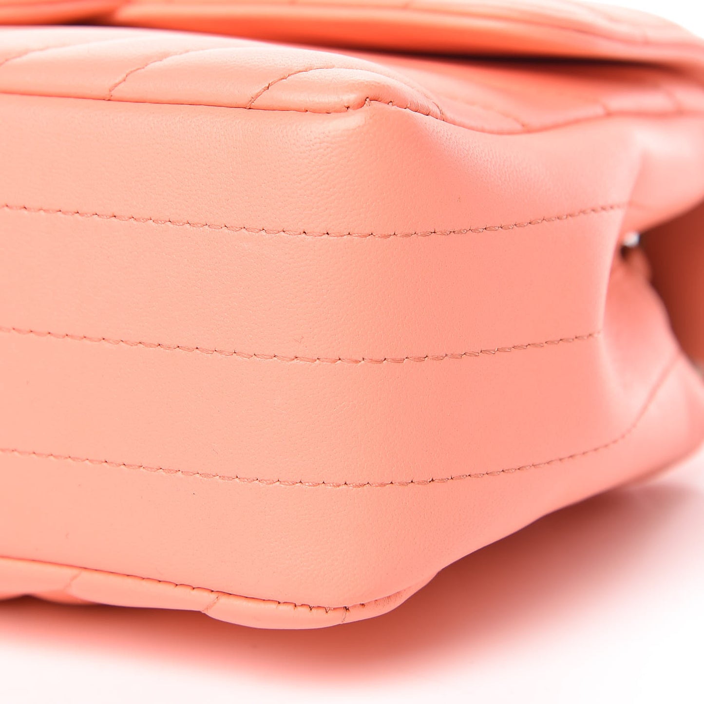 Lambskin Chevron Quilted Mini Rectangular Flap Coral