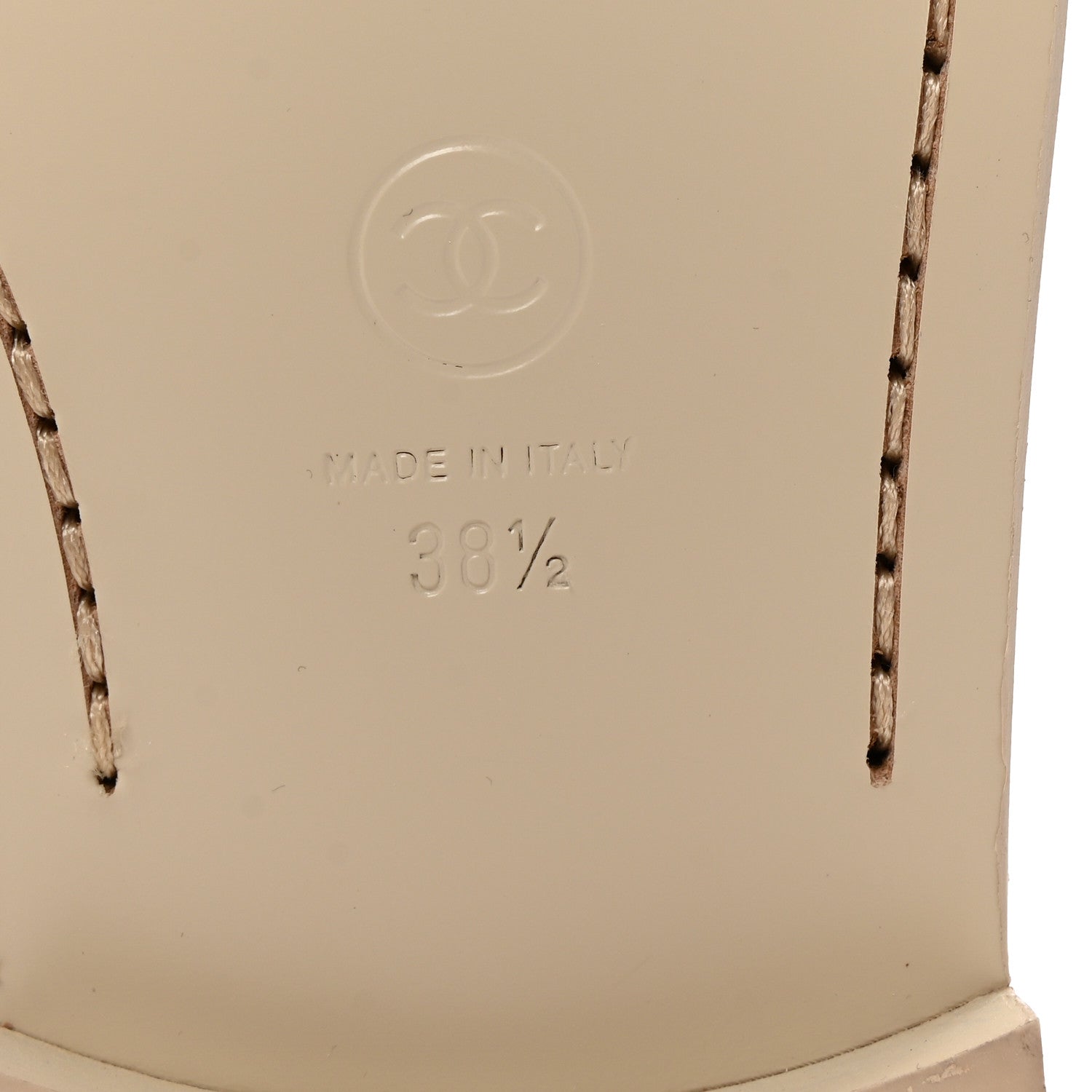 Chanel Shiny Calfskin Logo Loafers 38.5 Light Beige 7 of 10