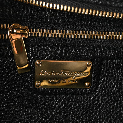 Salvatore Ferragamo Hammered Calfskin Double Handle Large Amy Tote Black 6 of 10