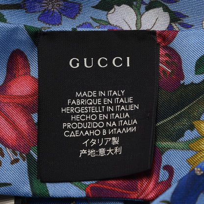 Gucci Silk Twill Newflora Neck Bow Scarf Bluette 5 of 6