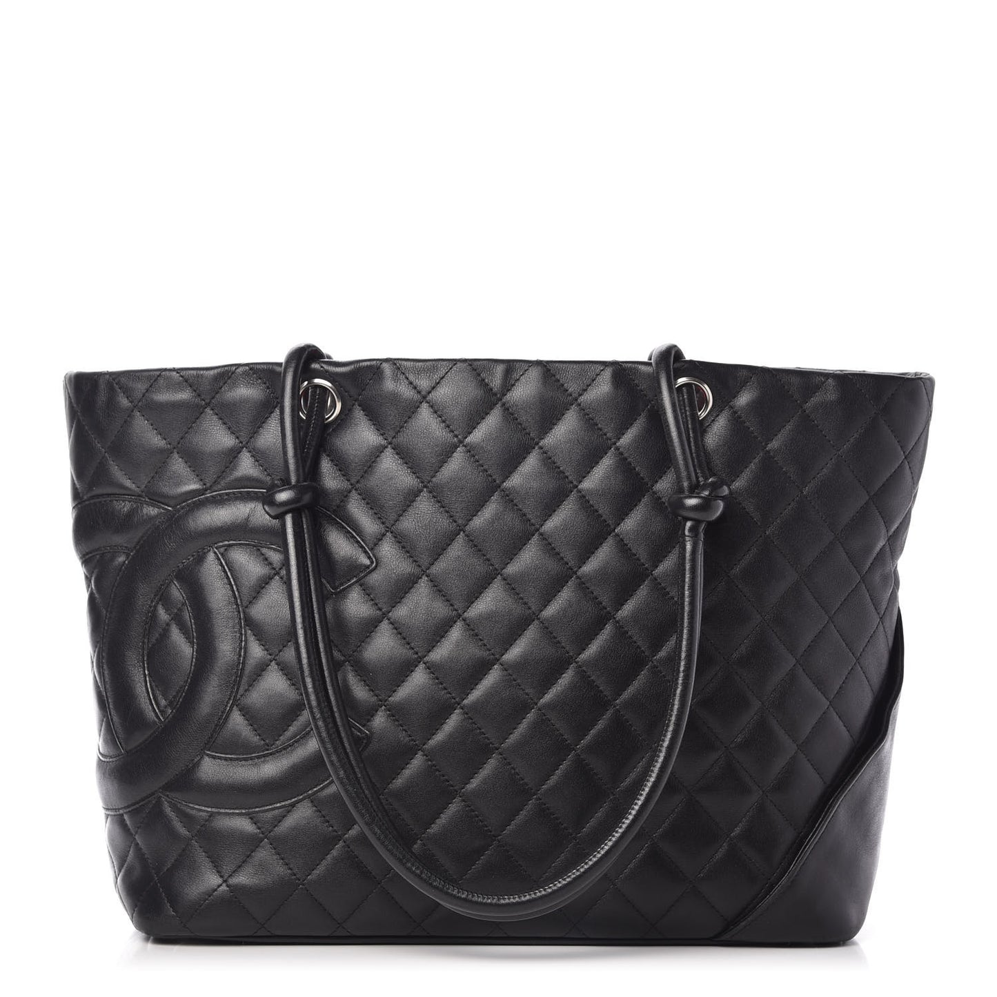 Calfskin Quilted Large Cambon Tote Black