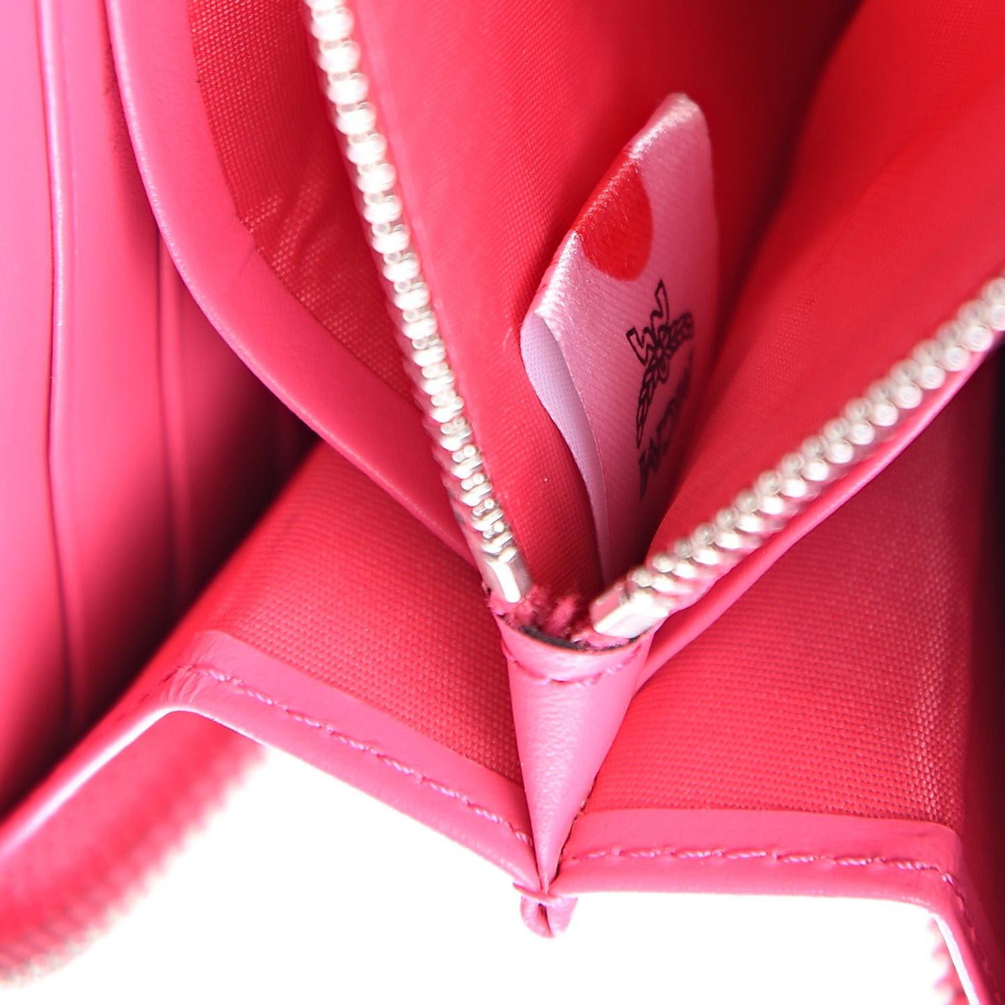 Coated Canvas Monogram Studded Zip Around Wallet Pink