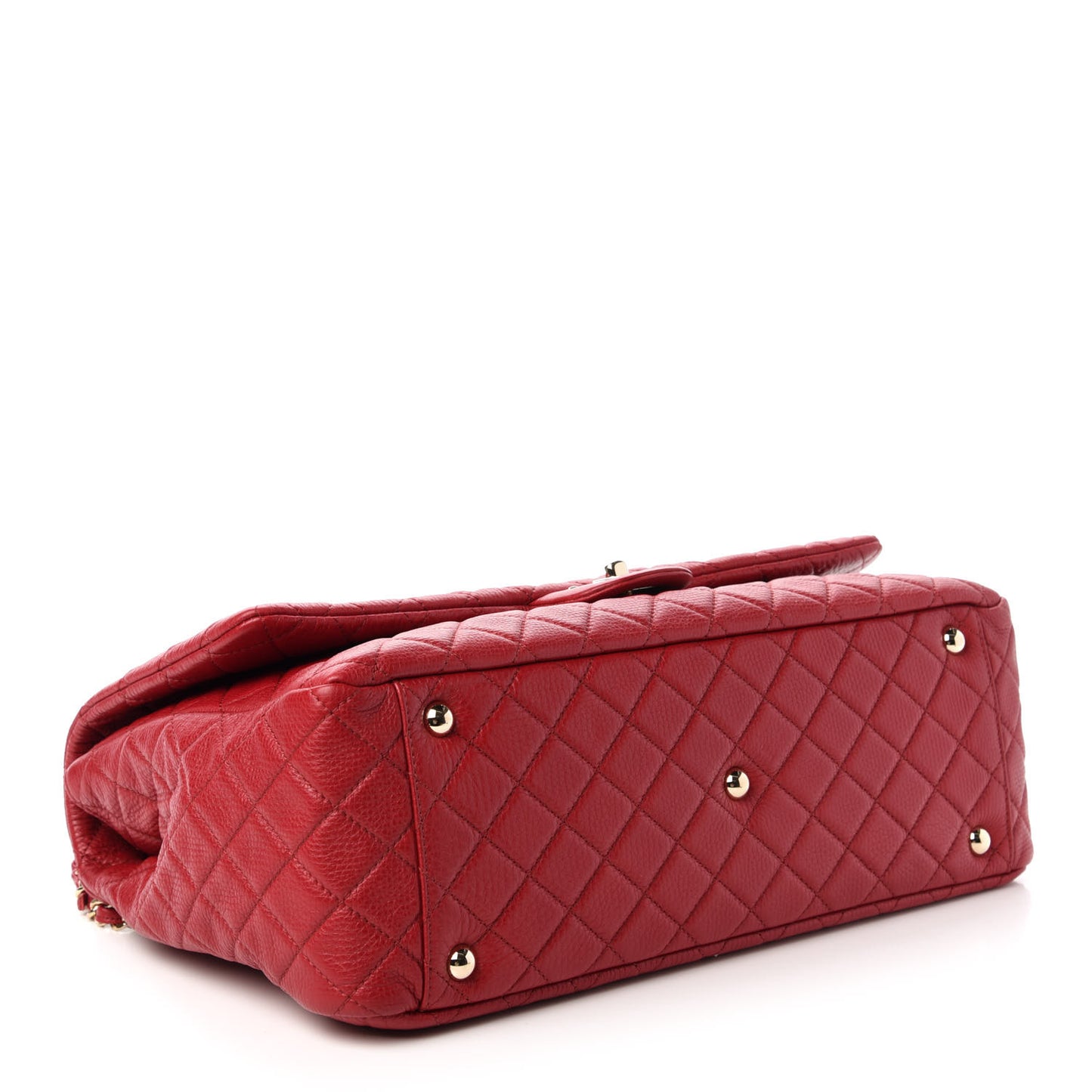 Calfskin Quilted XXL Travel Flap Bag Red