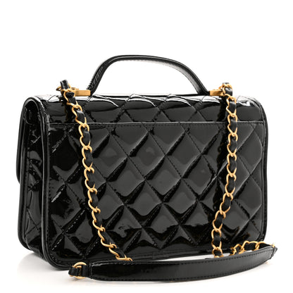 Chanel Patent Quilted Small School Memory Top Handle Flap Black 3 of 11