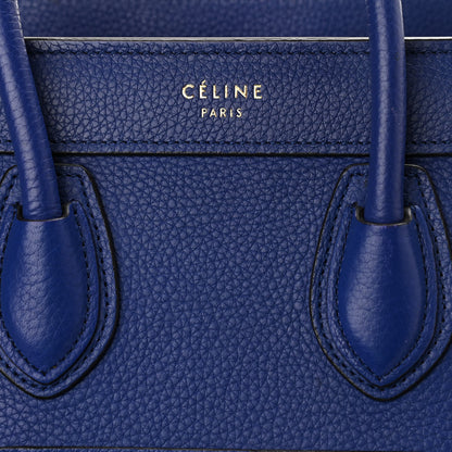 Celine Drummed Calfskin Nano Luggage Indigo 6 of 9