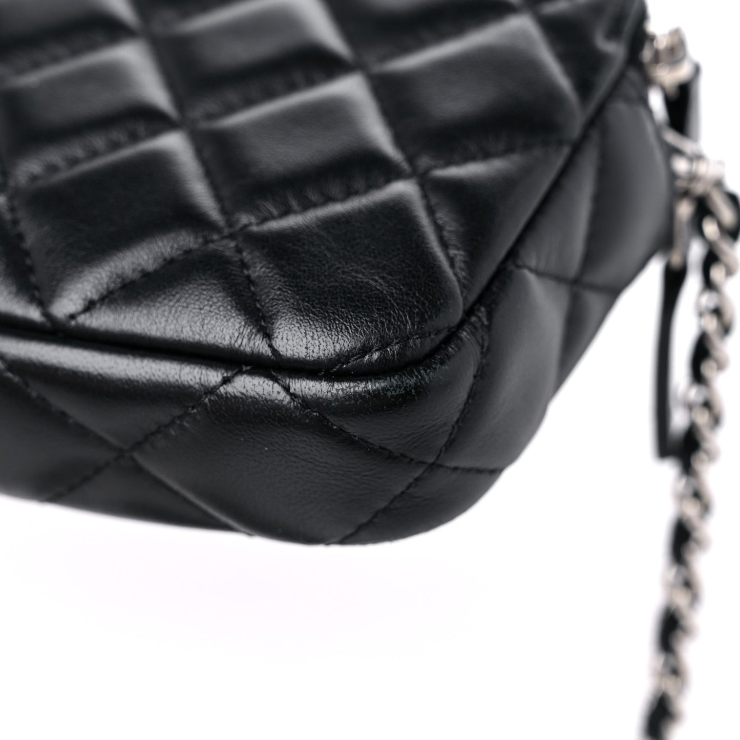 Lambskin Quilted Small Clutch With Chain Black