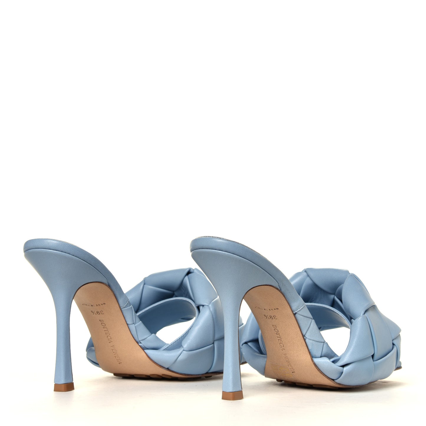 Nappa Maxi Intrecciato Lido Mule Sandals 39.5 Ice