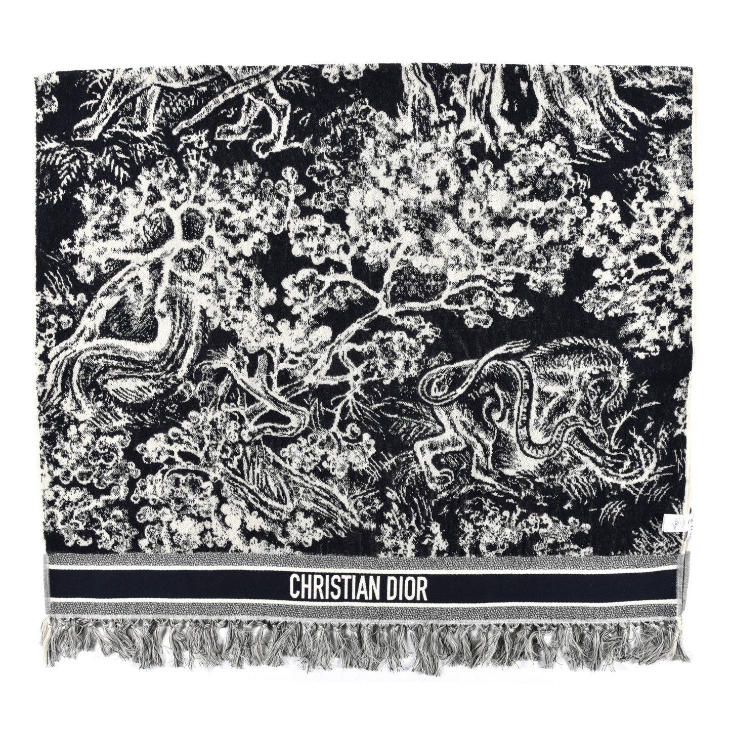 Cotton Toile De Jouy Reverse Towel Blue Ivory