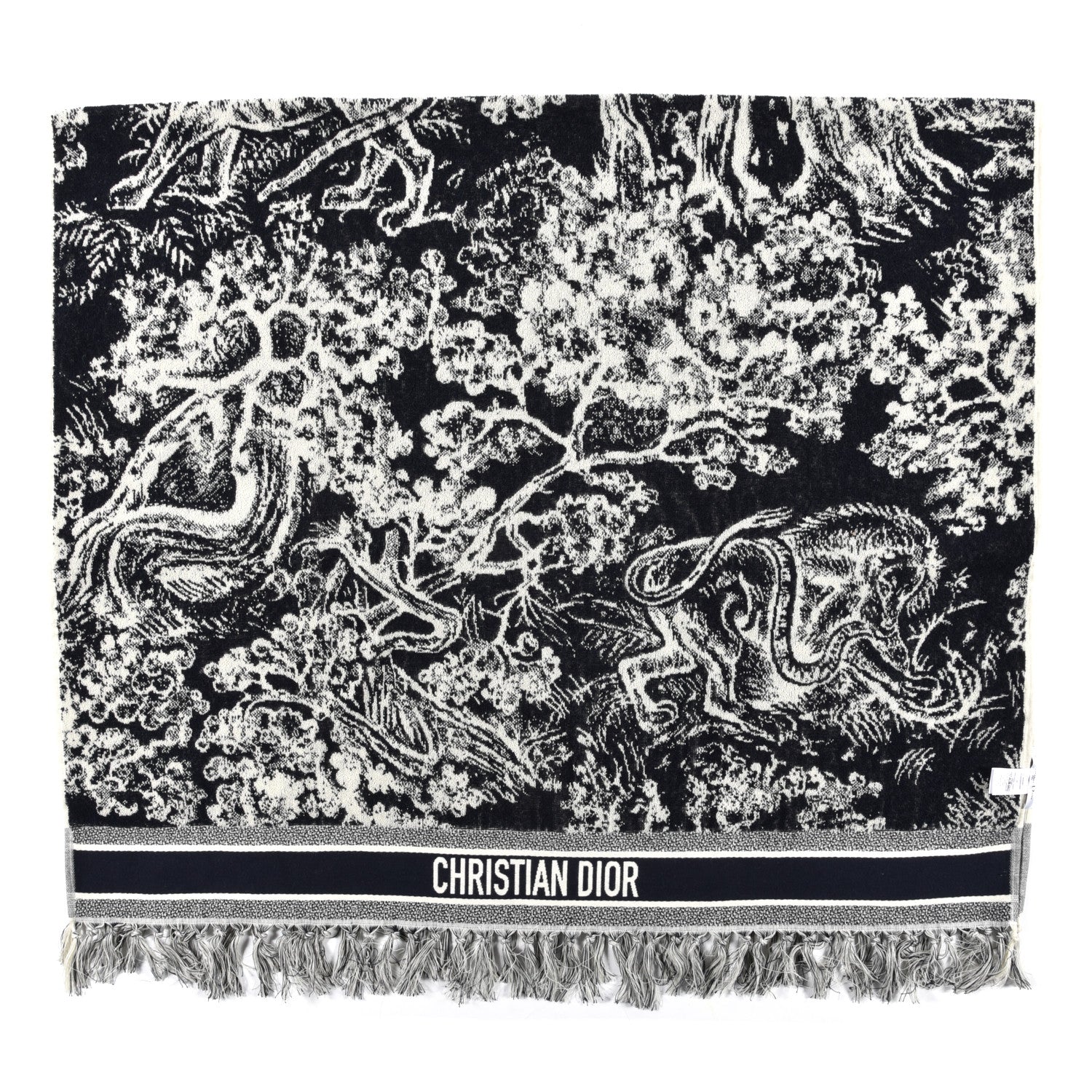 Christian Dior Cotton Toile De Jouy Reverse Towel Blue Ivory 1 of 4