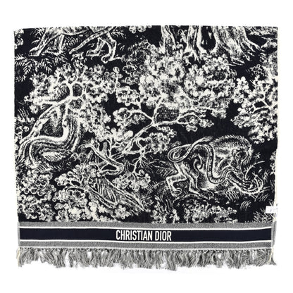 Christian Dior Cotton Toile De Jouy Reverse Towel Blue Ivory 1 of 4