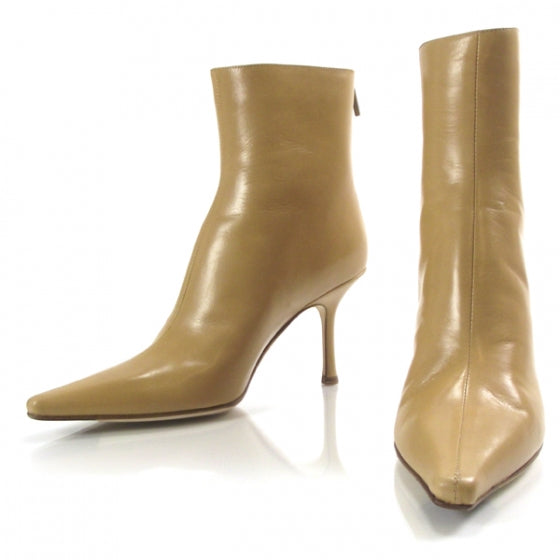 Leather Ankle Boots 38 Beige