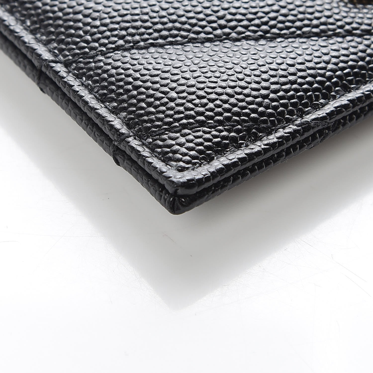 Saint Laurent Grain De Poudre Matelasse Chevron Monogram Credit Card Case Black 5 of 9