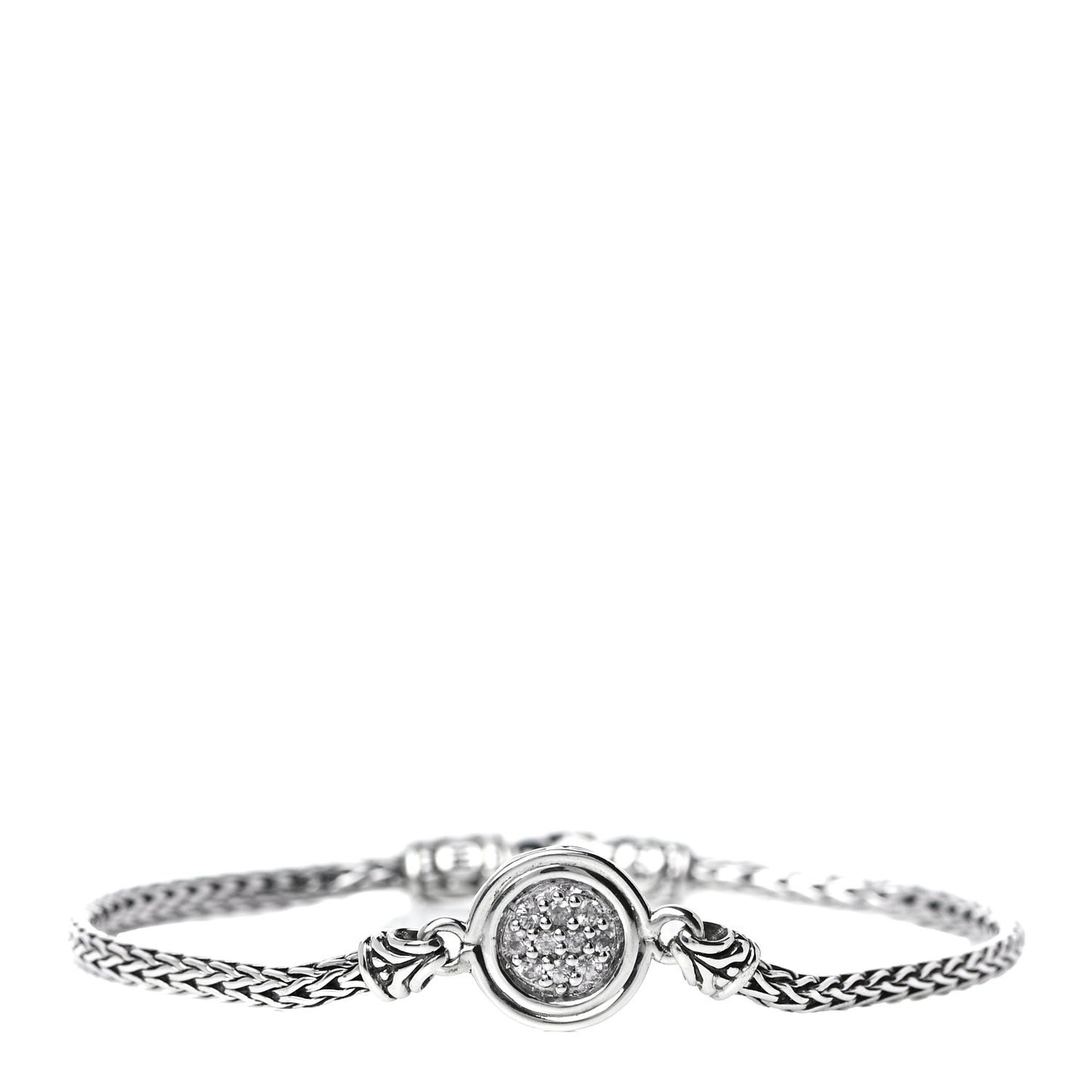 Sterling Silver White Sapphire Classic Chain Round Station Bracelet