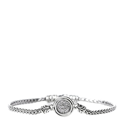 John Hardy Sterling Silver White Sapphire Classic Chain Round Station Bracelet 1 of 7