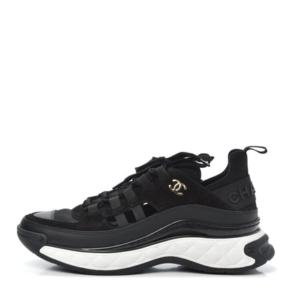Chanel Fabric Calfskin Suede CC Sneakers 37.5 Black 1 of 7