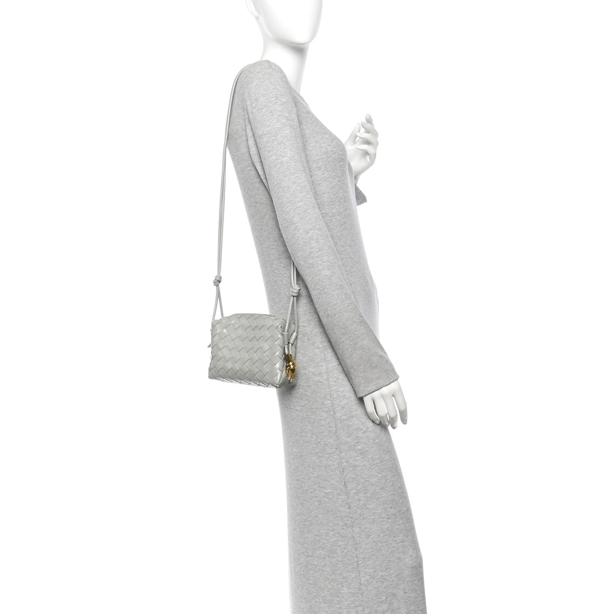 Bottega Veneta Polished Nappa Intrecciato Metallic Knot Mini Loop Camera Bag Sterling 2 of 9