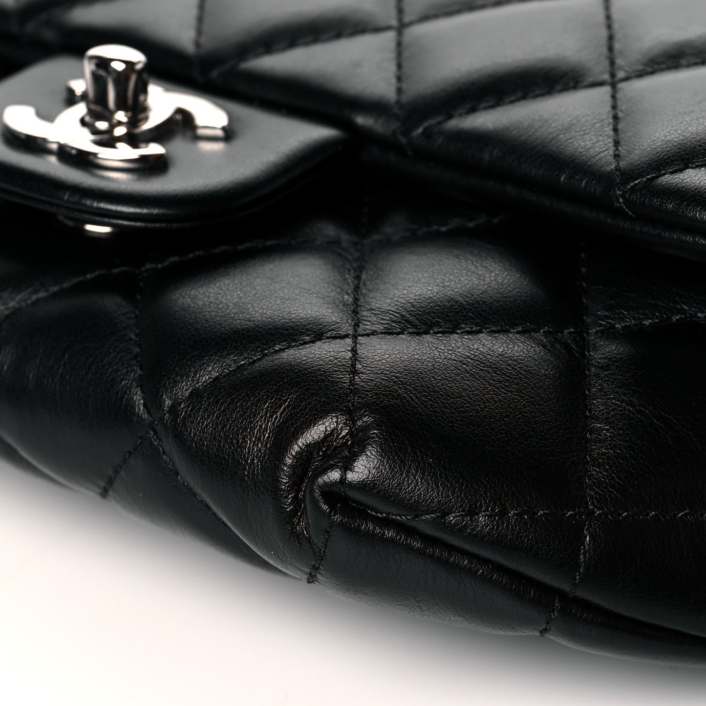 Calfskin Quilted CC Uniform Flap Belt Bag Black