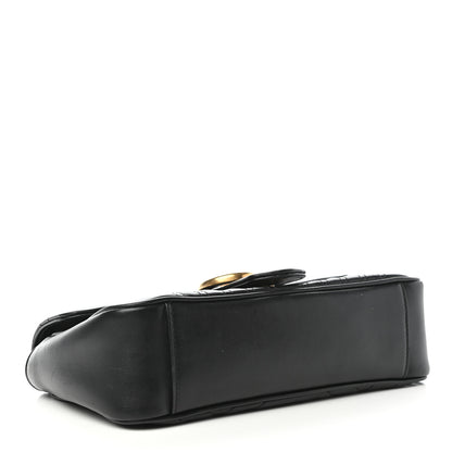 Gucci Calfskin Matelasse Small GG Marmont Shoulder Bag Black 4 of 11