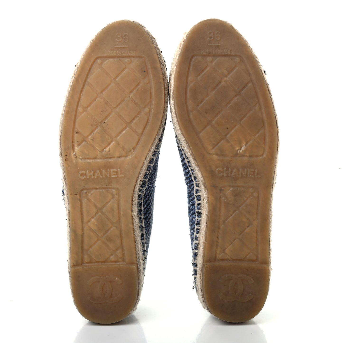 Cotton Tweed CC Espadrilles 36 Blue Ecru Black
