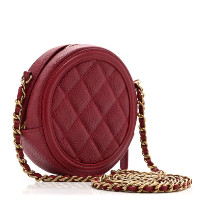 Chanel Caviar Quilted Round Filigree Crossbody Red 3 of 10