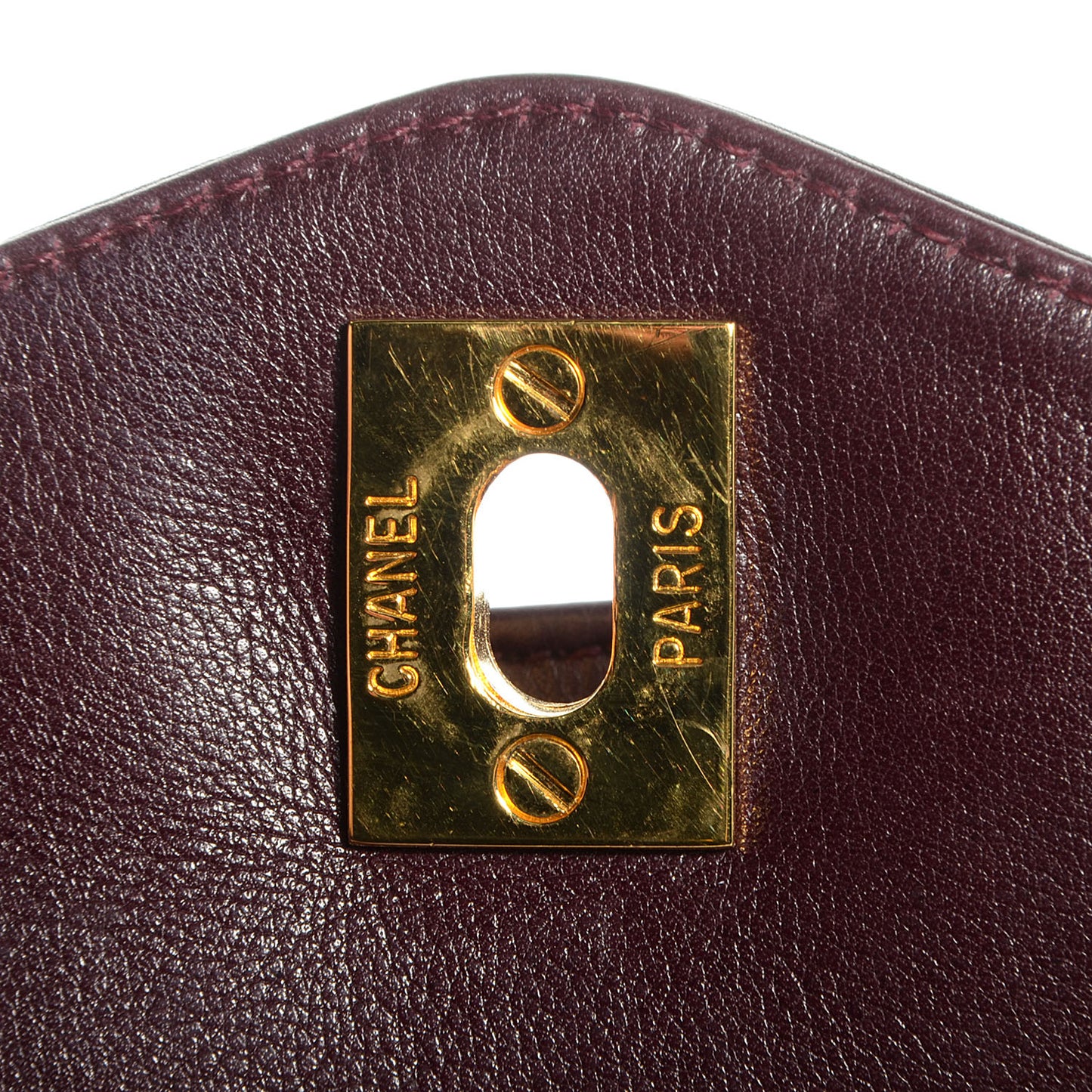 Calfskin Flap Shoulder Bag Bordeaux
